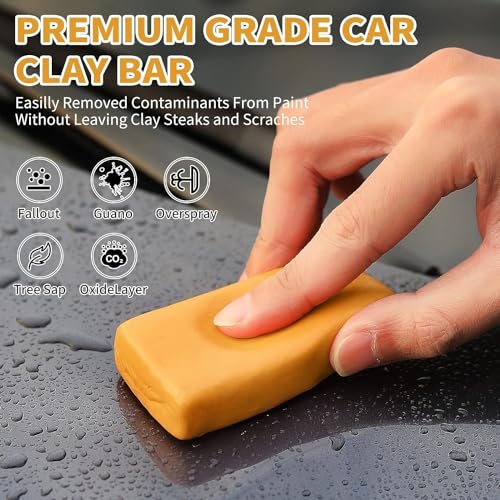Wontolf Car Clay Bars Auto Detailing and Clay Luber Synthetic Lubricant Kit, 4 Clay Bars, Clay bar Lubricant Tablets 10 Pack(1pc=16 fl oz), Spray Bottle and Microfiber Towel for Car Detailing Cleaning - Image 2
