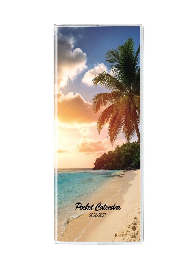 Zuozee Pocket Calendar 2026-2027, Purse Monthly Planner - 3.7" x 6.7" - Runs from January 2026 Until December 2027, Calendar Planner with Beach PVC Cover for Office - Image 1