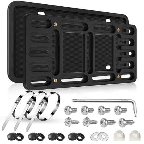 Podestaa Front License Plate Bracket Holder Frame,2 Drill License Plate Mount,Universal Bumper Car Tag Frame Mounting kit - Image 1