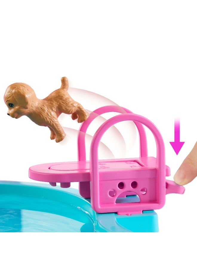 Barbie Dream Pool Playset with 6 Play Areas, Including Slide & Bubbling Hot Tub, Plus 20+ Accessories Like Pet, Floaties & More - Image 4