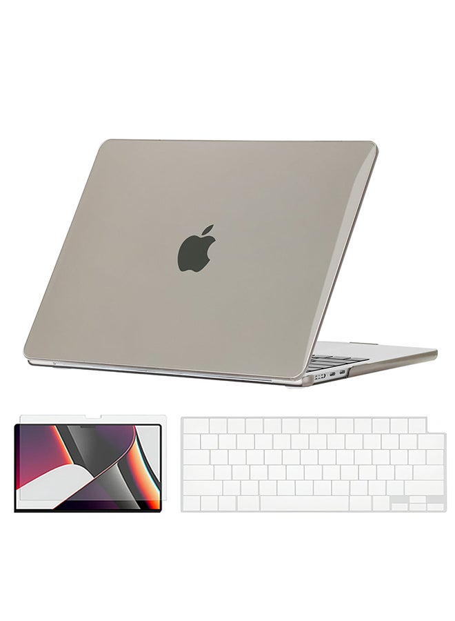O Ozone Slim Crystal Case Compatible with MacBook Air 15 inch (A2941) M2 2023, (A3114) M3 2024 Hard Case with Keyboard Cover & Screen Protector, Grey