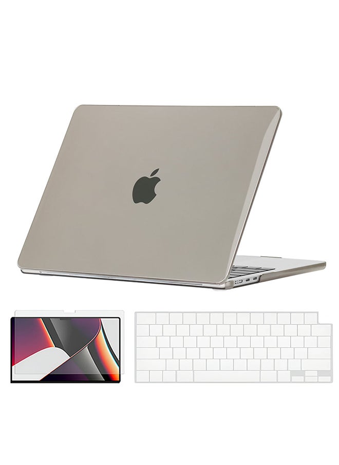 O Ozone Slim Crystal Case Compatible with MacBook Air 15 inch (A2941) M2 2023, (A3114) M3 2024 Hard Case with Keyboard Cover & Screen Protector, Grey  - Image 1