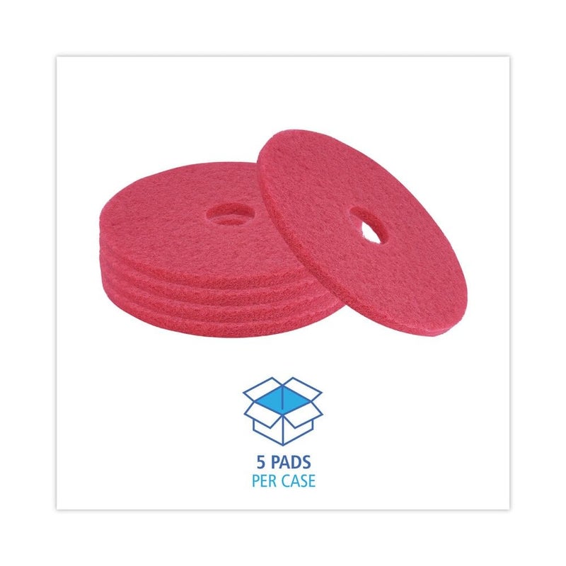 boardwalk BWK4018RED 18 in. Buffing Floor Pads - Red (5/Carton) - Image 4