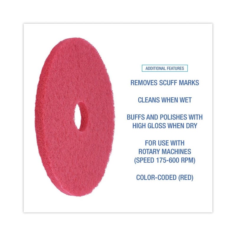 boardwalk BWK4018RED 18 in. Buffing Floor Pads - Red (5/Carton) - Image 5