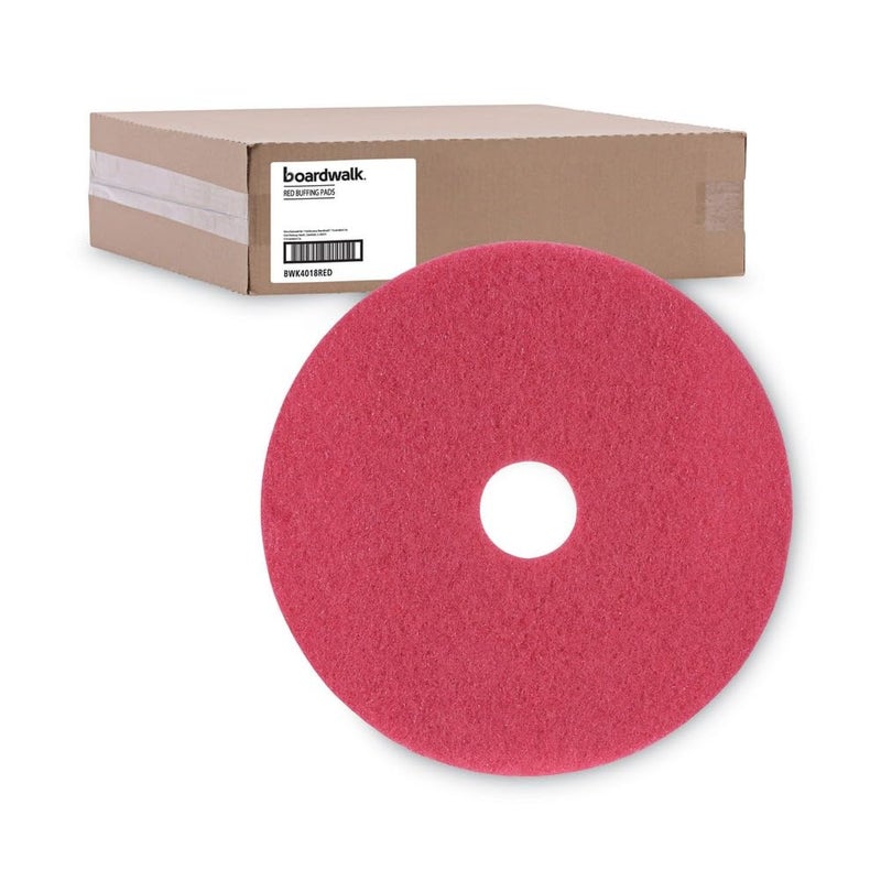 boardwalk BWK4018RED 18 in. Buffing Floor Pads - Red (5/Carton) - Image 1