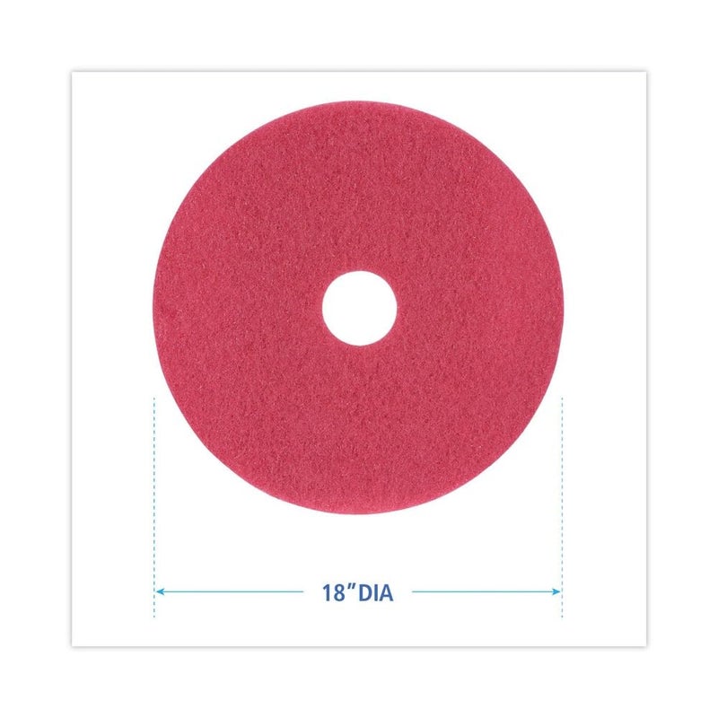 boardwalk BWK4018RED 18 in. Buffing Floor Pads - Red (5/Carton) - Image 3