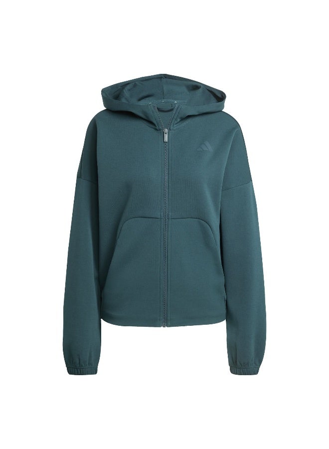 Adidas W Fi Sl Fz Hd Green Training Track Tops For Women XS - Image 1