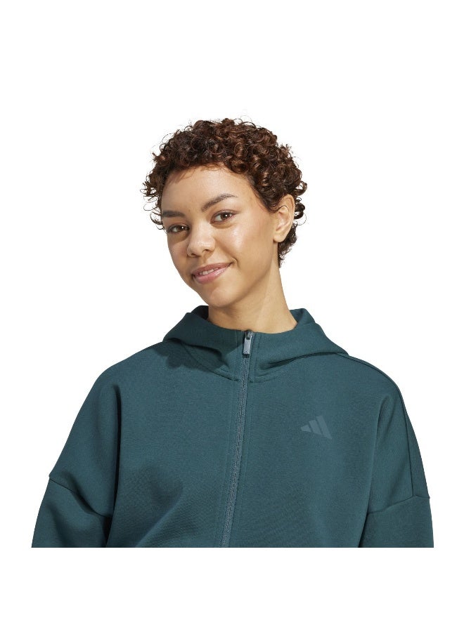 Adidas W Fi Sl Fz Hd Green Training Track Tops For Women XS - Image 5