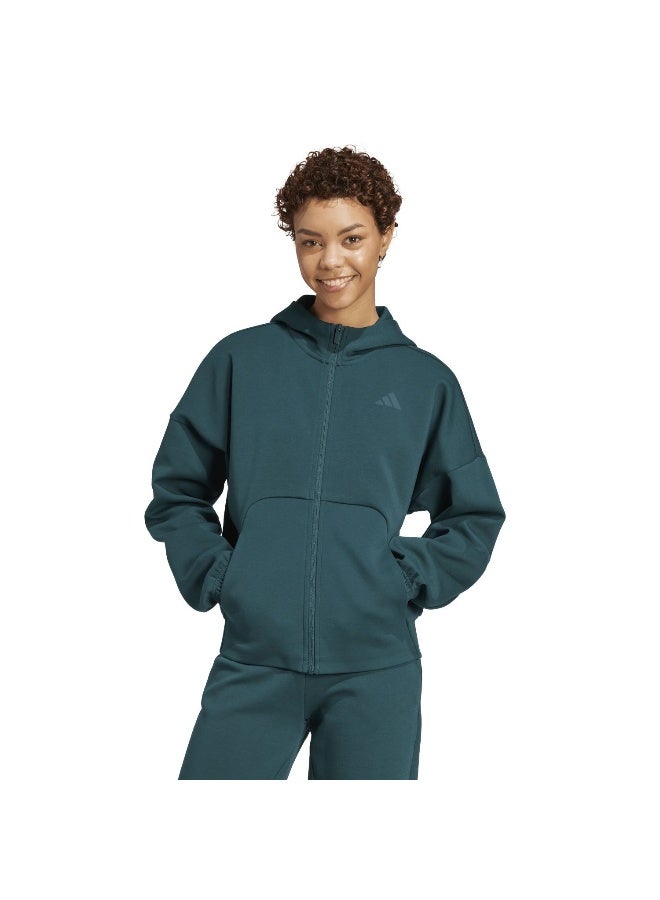 Adidas W Fi Sl Fz Hd Green Training Track Tops For Women XS - Image 2