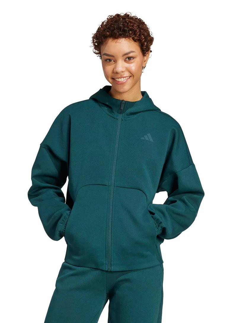 Adidas W Fi Sl Fz Hd Green Training Track Tops For Women XS