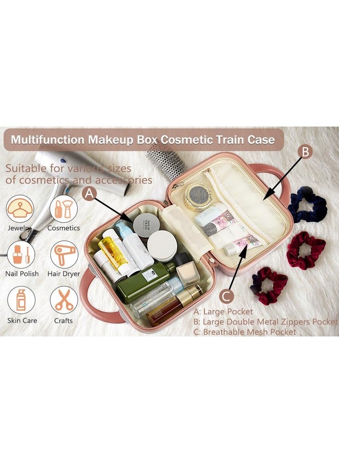 TRADY Portable Makeup Travel Case Hard Shell Cosmetic Travel Case, Small Travel Hand Luggage with Elastic Band, Mini ABS Carrying Makeup Case Suitcase, Travel Camping. - Image 4