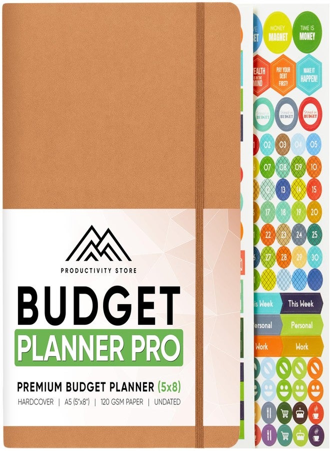 PRODUCTIVITY STORE Best 2025 Budget Planner & Budget Book | 12-Mo Finance Planner, Monthly Bill Organizer, Budget, Debt, Saving & Expense Tracker With Budget Stickers | Productivity Store | Leather - Image 1