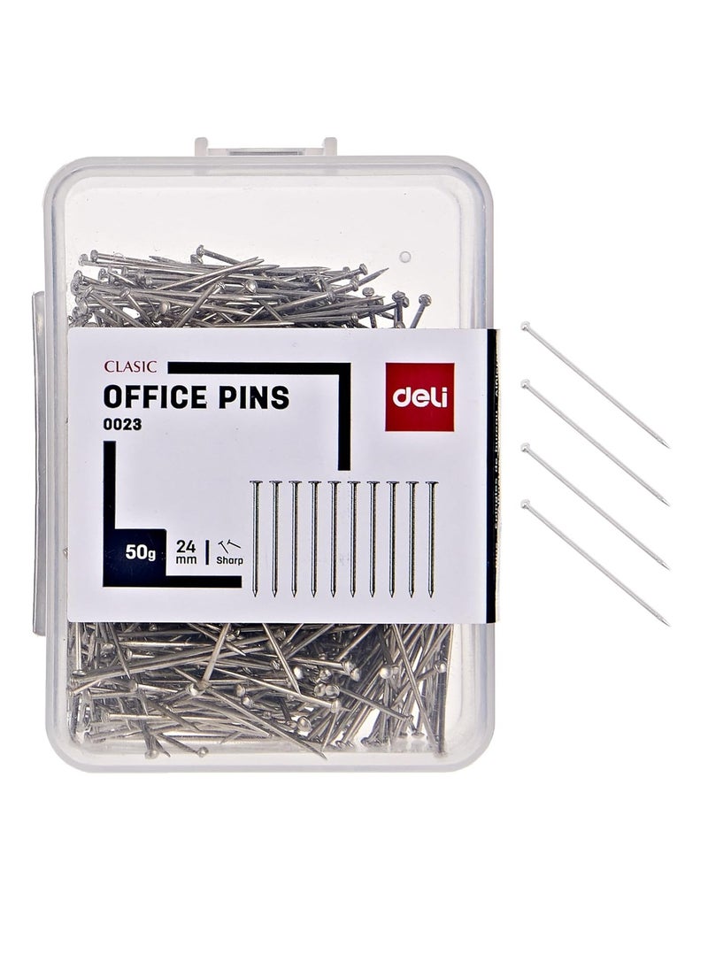 Deli 100-Piece Office Pins Silver  - Image 1