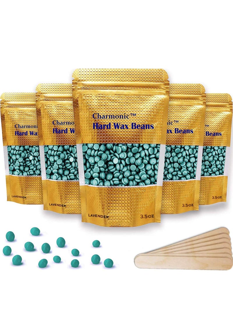 Charmonic 11 lb 500g Wax Beads Hard Waxing Beads for Face Eyebrow Brazilian Legs Body and Bikini Hair Wax Removal Wax Beans At Home Waxing Kit for Women  Men 