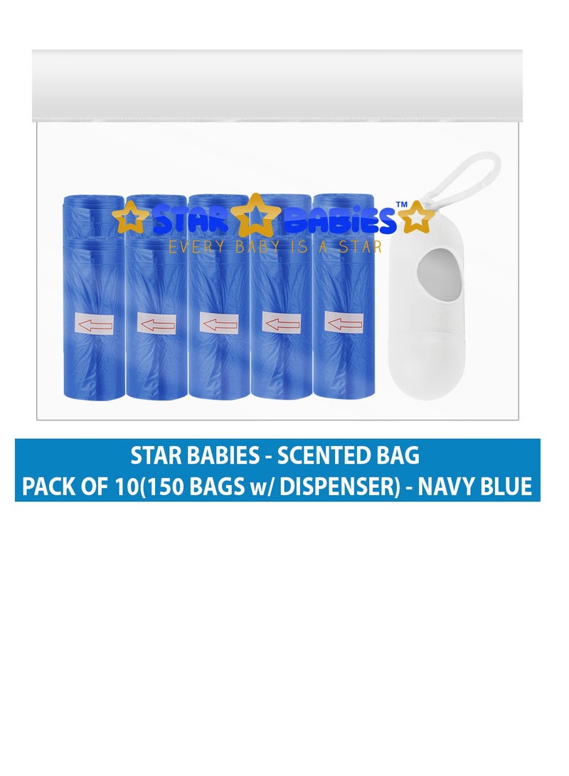 STAR BABiES Star Babies Scented Bag-Pack of 10/150bags with Dispenser - Navy Blue  - Image 2