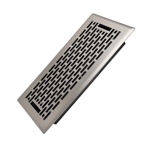 Howeall 4x10 Inches Heavy Duty Walkable Floor Register - Easy Adjust Air Supply Lever Decorative Floor Vent Covers - Boston Design Vent Covers for Home - Satin Nickel - Image 1
