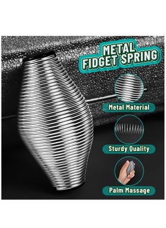 Metal Fidget Spring Toys Adults, 20LB Stainless Steel Stress Ball Toys Cool Gadget Office Desk Toys Quiet ADHD Figette Toy, Silent Anxiety Relief Item Stocking Stuffer Gift for Teen Boy Men