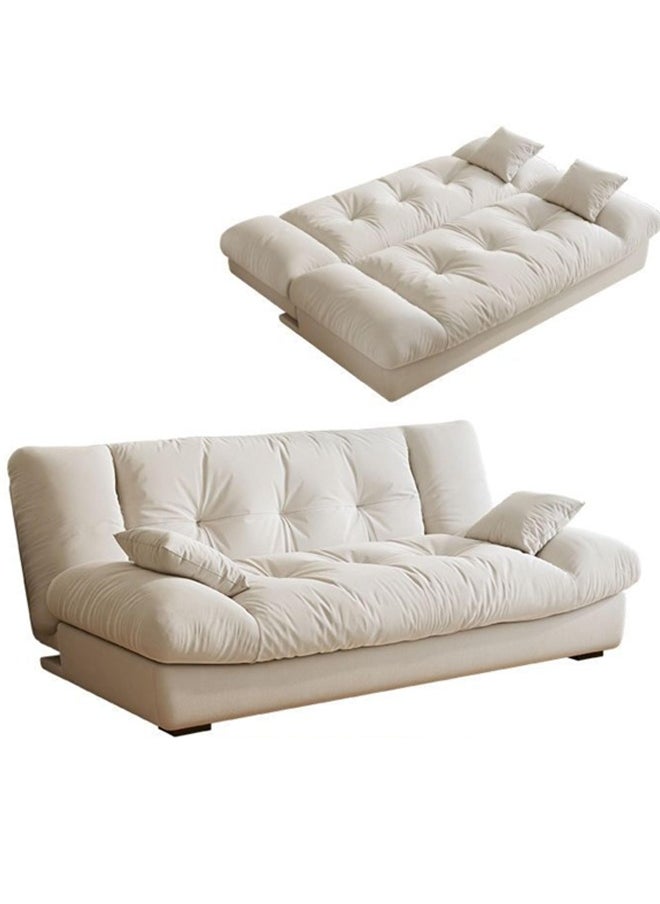 Generic Convertible Futon Sofa Bed, Folding Sofa Bed with Floor Mattress, Loveseat Sofa Bed with Adjustable Backrest for Living Room, Bedroom, White  - Image 1