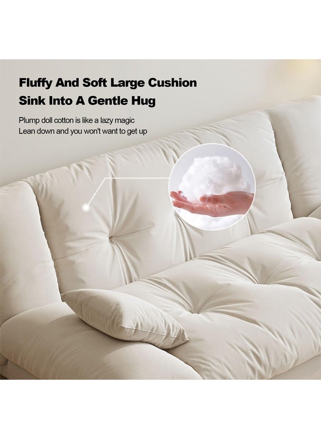 Generic Convertible Futon Sofa Bed, Folding Sofa Bed with Floor Mattress, Loveseat Sofa Bed with Adjustable Backrest for Living Room, Bedroom, White  - Image 5