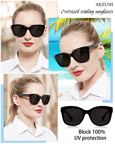 AEZUNI Reading Sunglasses for Women 10 Oversized Designer Readers with Large Frame 0 100 125 150 175 200 225 250 275 300 350 Blacknot bifocals - Image 5