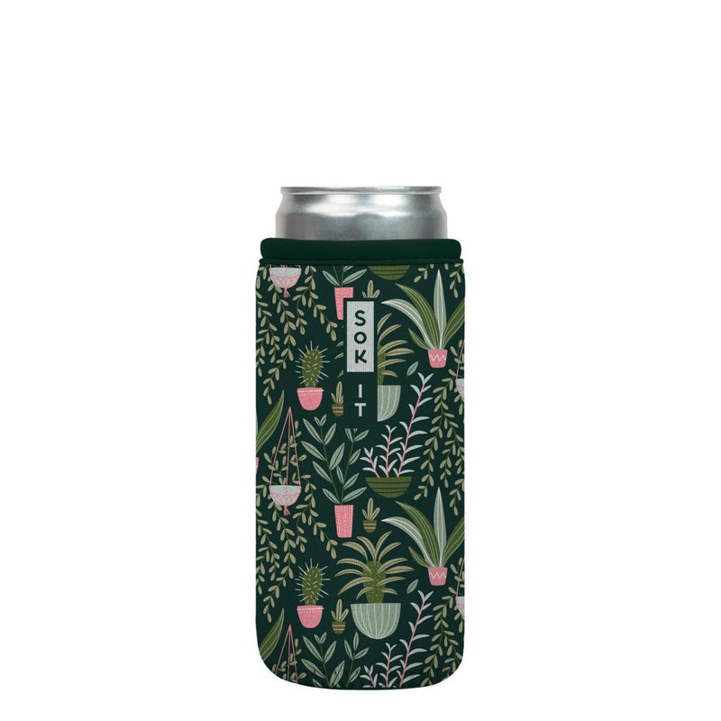 Sok It Can Sok Sleeve for Beer & Soda Insulated Neoprene Cover (Green Living  12oz Slim Can Sleeve) - Image 1