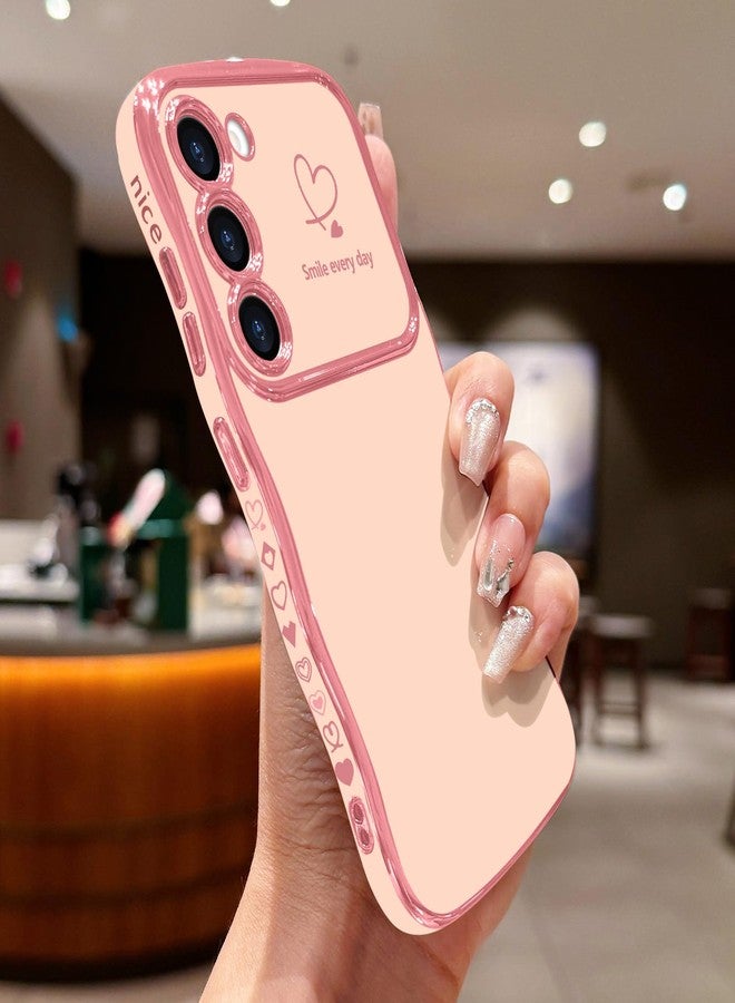 جراب LCHULLE لهاتف سامسونج جالاكسي S23 بلس، جراب هاتف بتصميم موجة لطيفة وشكل قلب، مناسب للنساء والفتيات، غطاء حماية فاخر مقاوم للصدمات لهاتف سامسونج S23 بلس، لون وردي - Image 2