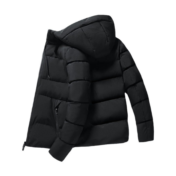 2020 Cotton-Padded Jacket Zipper Side Seam Pocket Stand Collar Casual Hooded Solid Color Warm Thick Tide Cotton-Padded Jacket - Image 2