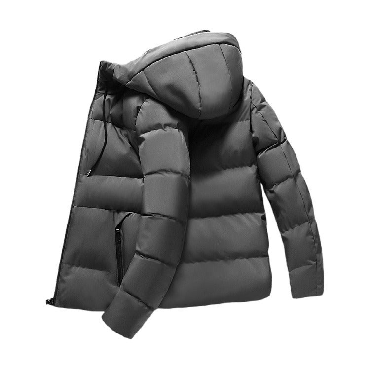2020 Cotton-Padded Jacket Zipper Side Seam Pocket Stand Collar Casual Hooded Solid Color Warm Thick Tide Cotton-Padded Jacket - Image 1
