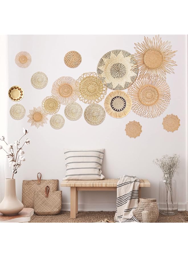 erorex 18Pcs Basket Wall Decals Round Wall Sticker Modern Wall Decor Peel And Stick Wall Decor Sticker Removable Wall Stickers Rustic Wall Art For Bedroom Office Stickers Only Stylish Style - Image 1