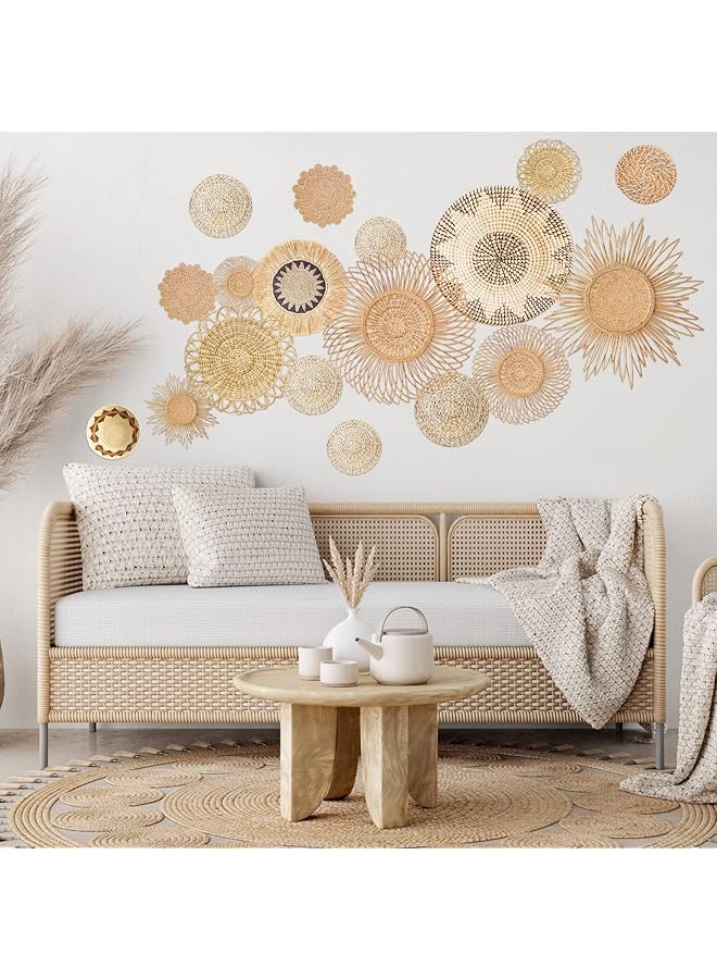 erorex 18Pcs Basket Wall Decals Round Wall Sticker Modern Wall Decor Peel And Stick Wall Decor Sticker Removable Wall Stickers Rustic Wall Art For Bedroom Office Stickers Only Stylish Style - Image 3