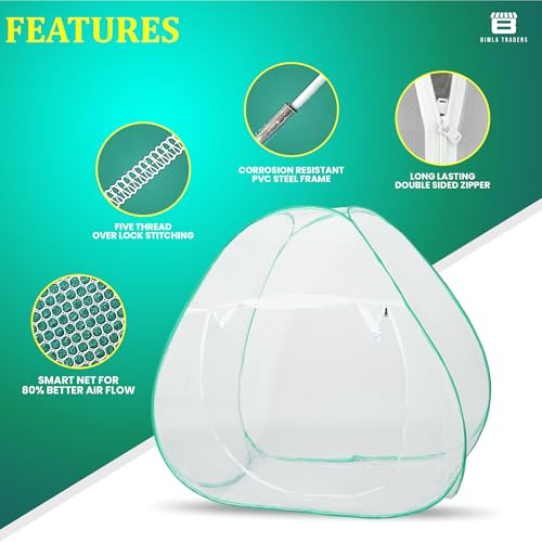 BTAG Mosquito Net for Single Bed, 6 Feet x 4 Feet | Premium Machardani, Tent-Style Foldable Design, Strong & Durable, Corrosion Resistant Insect Protection for Home Use. (6x4_Green) - Image 3