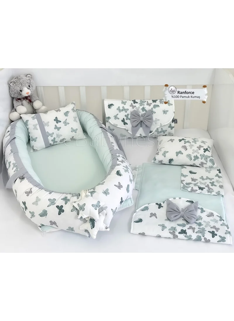 Ebabynest Butterfly Series Water Green Babynest Set with Opening Bottom