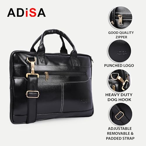 ADISA Laptop Messenger Office Bag Briefcase for Work for Men (Lb6050-Bla),Black - Image 3