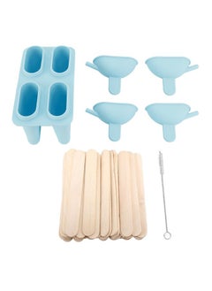 Ice Cream Mold Silicone Practical Portable DIY Ice Pop Maker with 50 Sticks for Household Blue