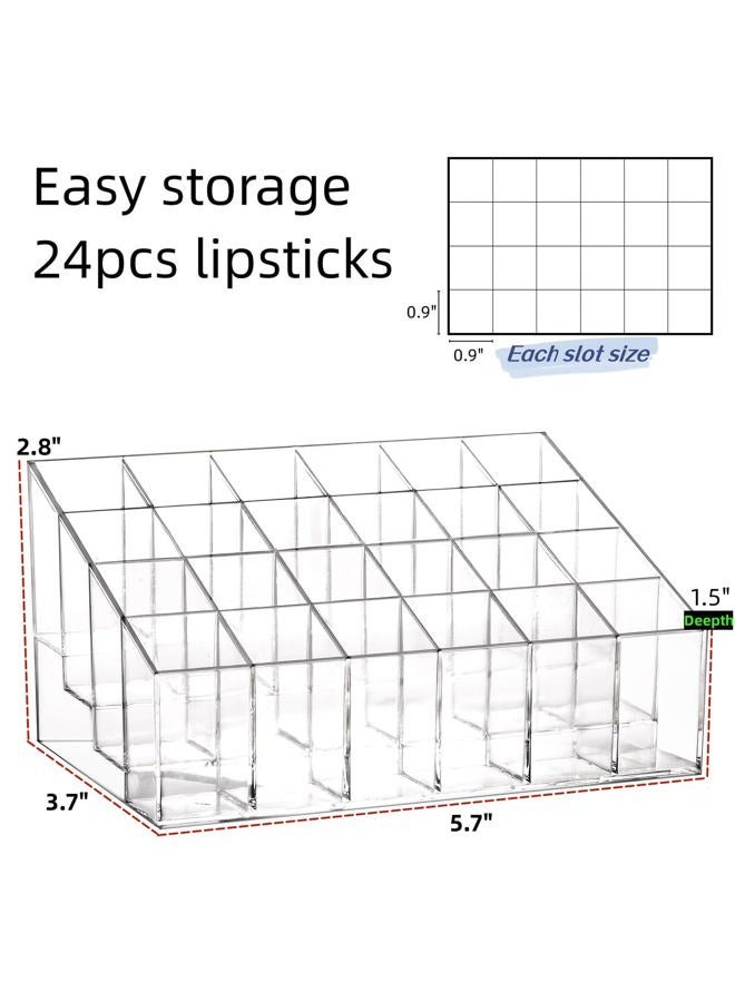 Tecbeauty Lipstick Holder, 24 Slots Clear Lipstick Organizer Acrylic Lipgloss Storage Display, Small - Image 2