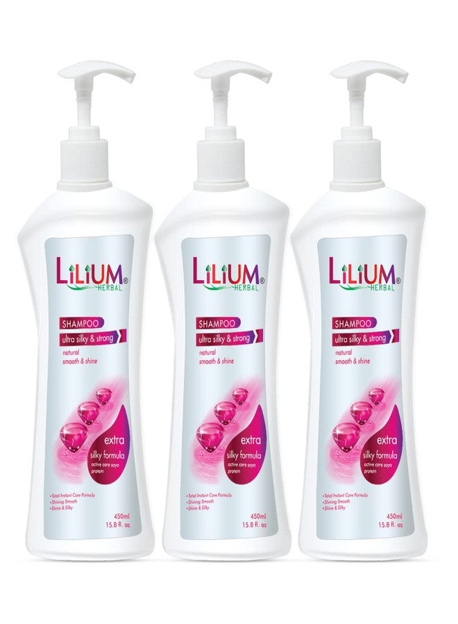 Lilium Herbal Ultra Silky & Strong Shampoo 450ml Pack of 3 - Image 1