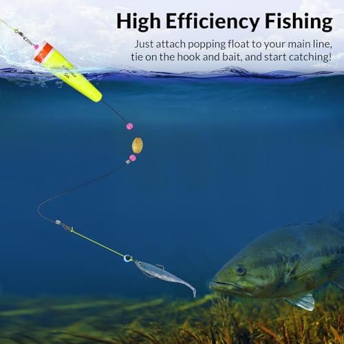THKFISH Fishing Popping Cork Trout Floats - Weighted, Saltwater 4PCS YELLOWWIRE 40g - Image 4