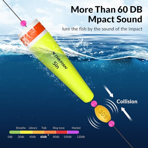 THKFISH Fishing Popping Cork Trout Floats - Weighted, Saltwater 4PCS YELLOWWIRE 40g - Image 3