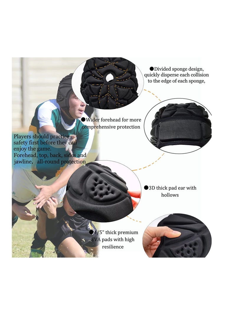 Excefore Soft Helmet Rugby Headguards Scrum Cap 7v7 Foam Cotton Head Protector Padded Headgear Autism Sports Flag Football Youth Adult  - Image 2