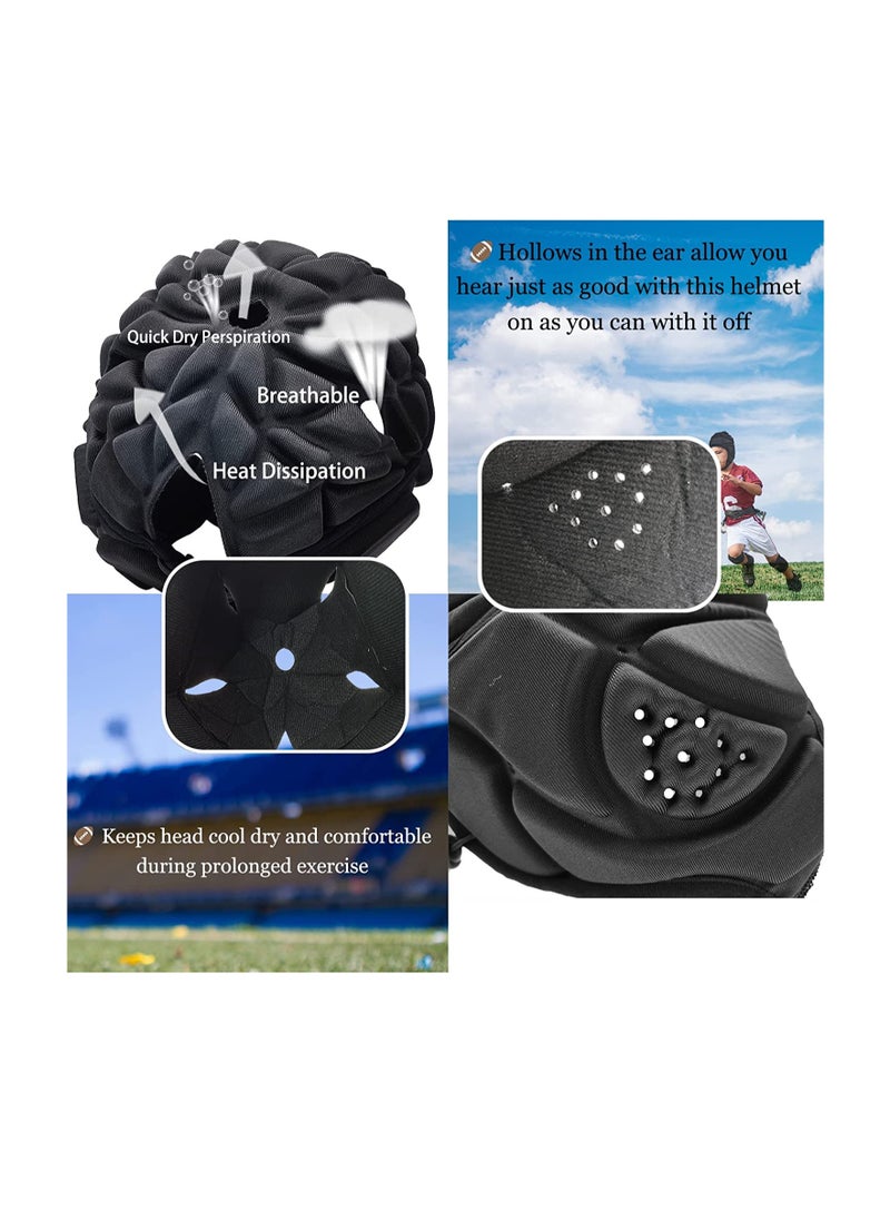 Excefore Soft Helmet Rugby Headguards Scrum Cap 7v7 Foam Cotton Head Protector Padded Headgear Autism Sports Flag Football Youth Adult  - Image 3