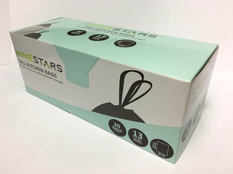نينستارز أكياس قمامة ناين ستارز NSTB-13-30 بيضاء فائقة القوة مع إغلاق بسحب الخيط، 13 جالون / 49 لتر، 30 كيس، قد يختلف التغليف. - Image 3
