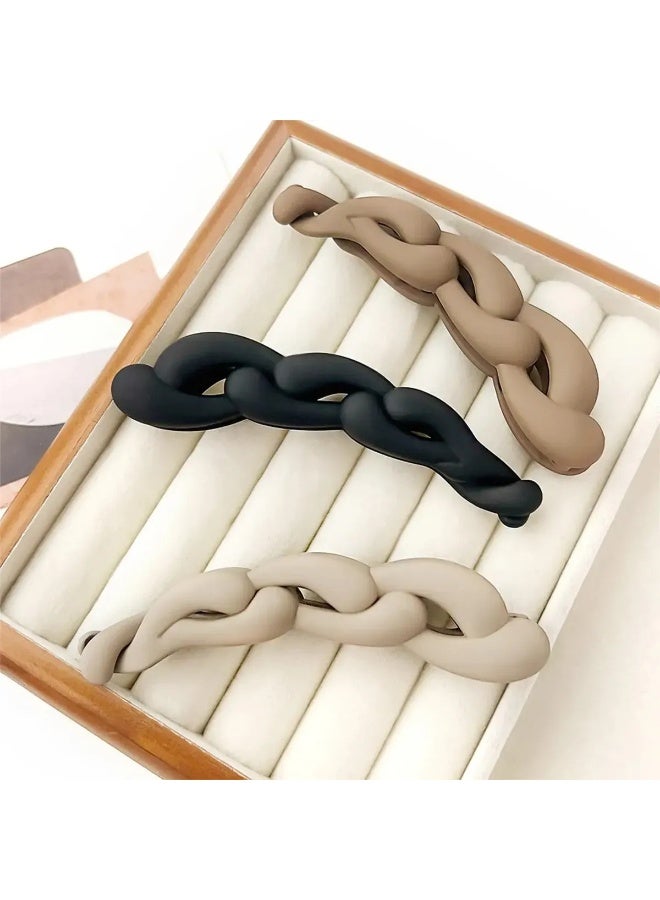 Set of 4 Matte Braided Banana Hair Clips for Women and Girls - Image 1