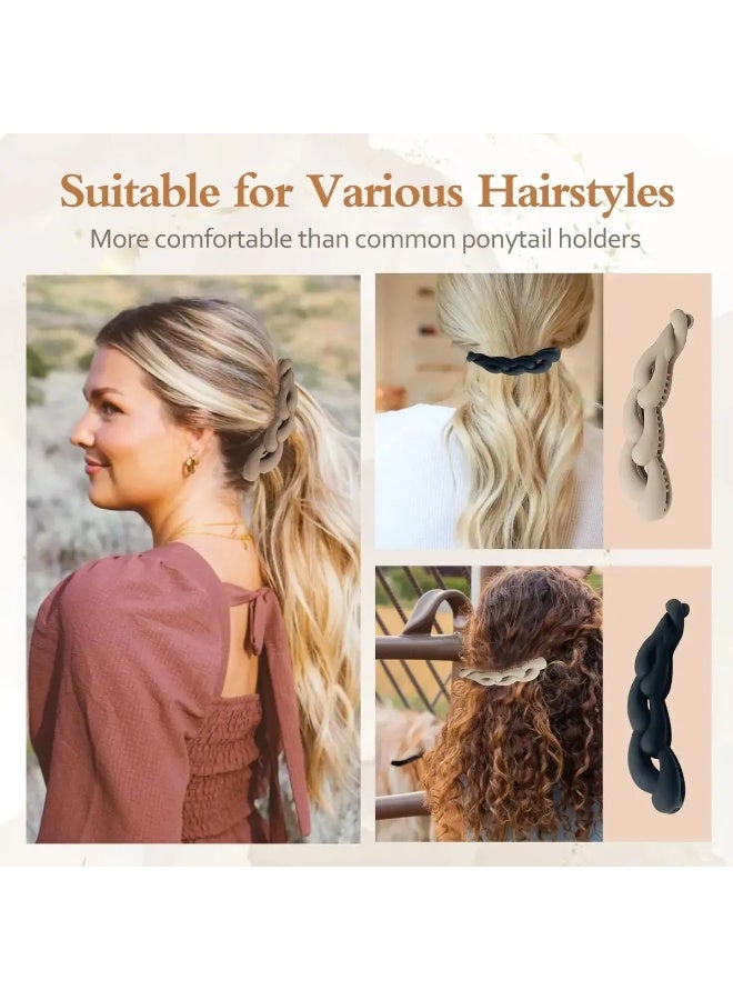 Set of 4 Matte Braided Banana Hair Clips for Women and Girls - Image 4