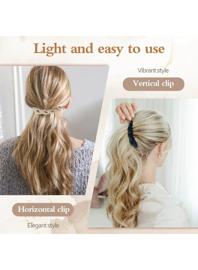 Set of 4 Matte Braided Banana Hair Clips for Women and Girls - Image 5