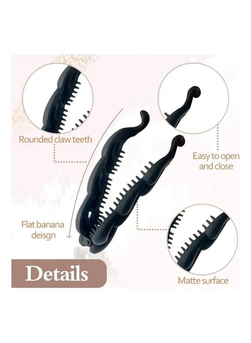 Set of 4 Matte Braided Banana Hair Clips for Women and Girls - Image 2