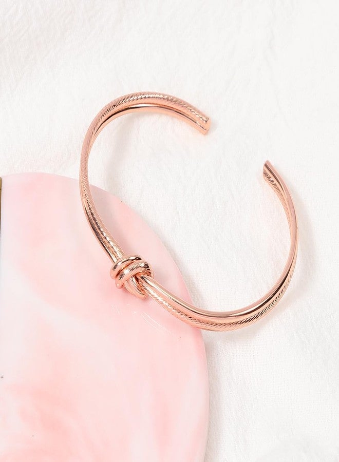 MANZHEN 3Colors Simple Knot Bangle Cuffs for Women Adjustable Sailor Love Knot Bangle Bracelet Bridesmaid Gift (Rose Gold) - Image 4