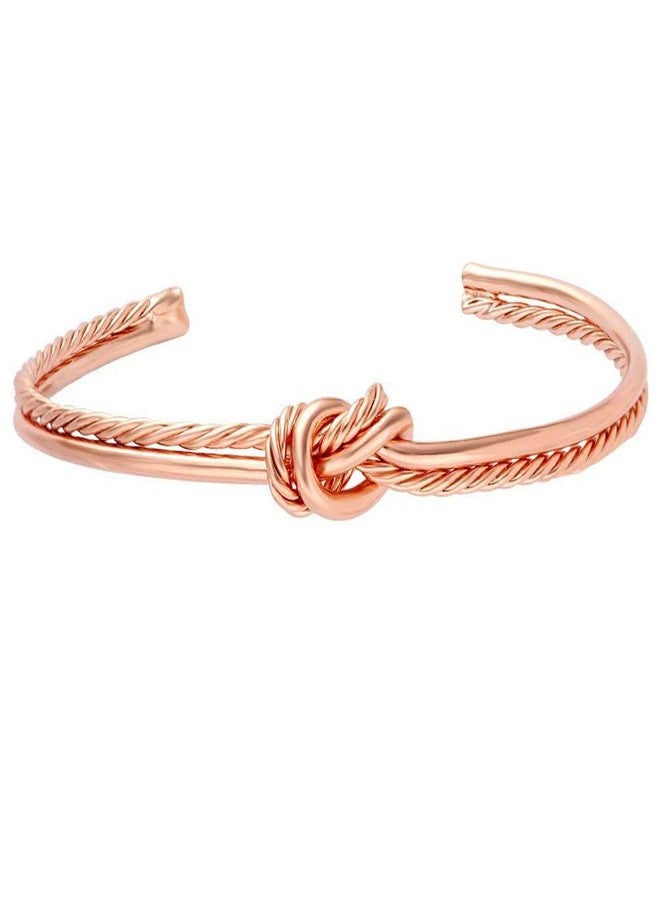 MANZHEN 3Colors Simple Knot Bangle Cuffs for Women Adjustable Sailor Love Knot Bangle Bracelet Bridesmaid Gift (Rose Gold) - Image 1