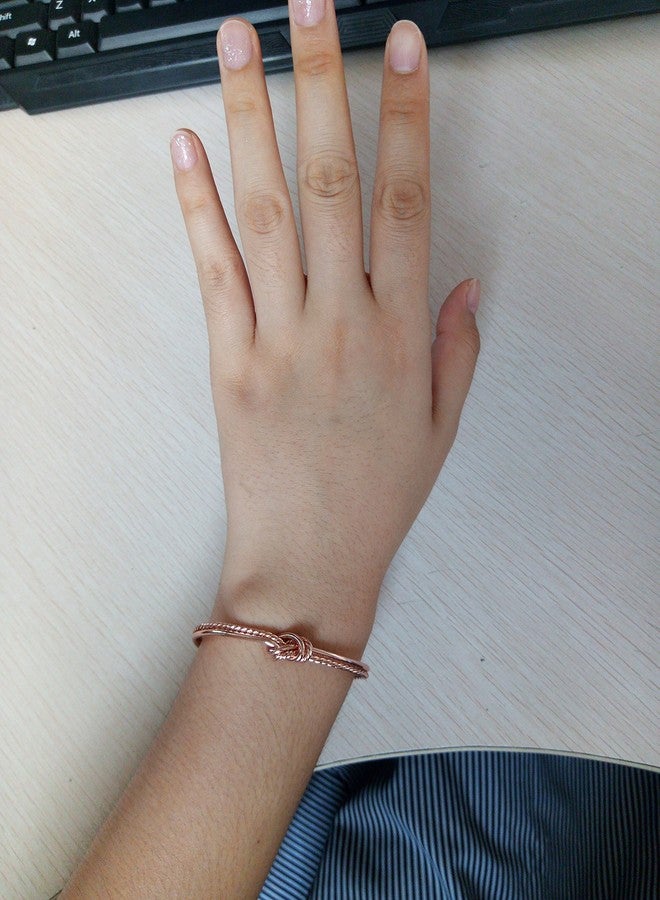 MANZHEN 3Colors Simple Knot Bangle Cuffs for Women Adjustable Sailor Love Knot Bangle Bracelet Bridesmaid Gift (Rose Gold) - Image 3
