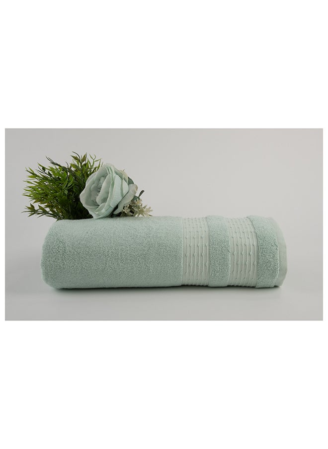 White Rose Towel Fortuneplush 580 Gsm 100% Cotton Terry Fancy Border1 Bath  70X140 CmLuxury Touch Extra Absorbent-Pista  - Image 1