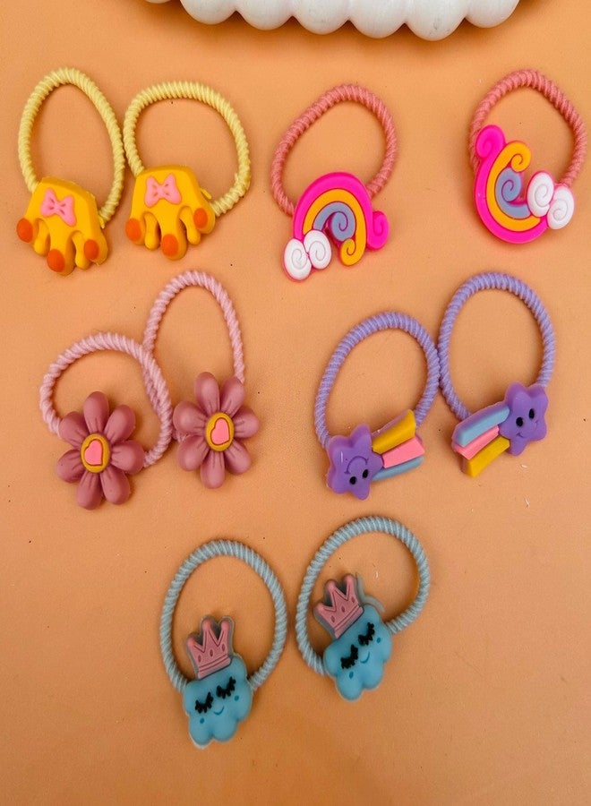 Radhya Accessories 5 pairs Cute Cartoon Hairties for Girls kids elastic hairbands for toddlers babies rubberbands hair accessories for girls kids (10 bands) (Design 3) - Image 2